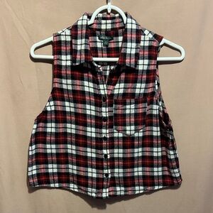 Wild fable Red and Black Plaid Sleeveless Shirt